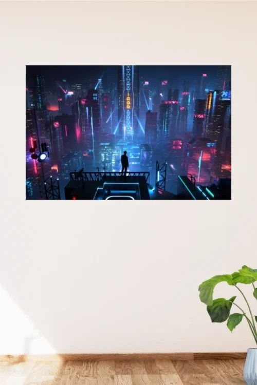 Neon Futuristic City Poster